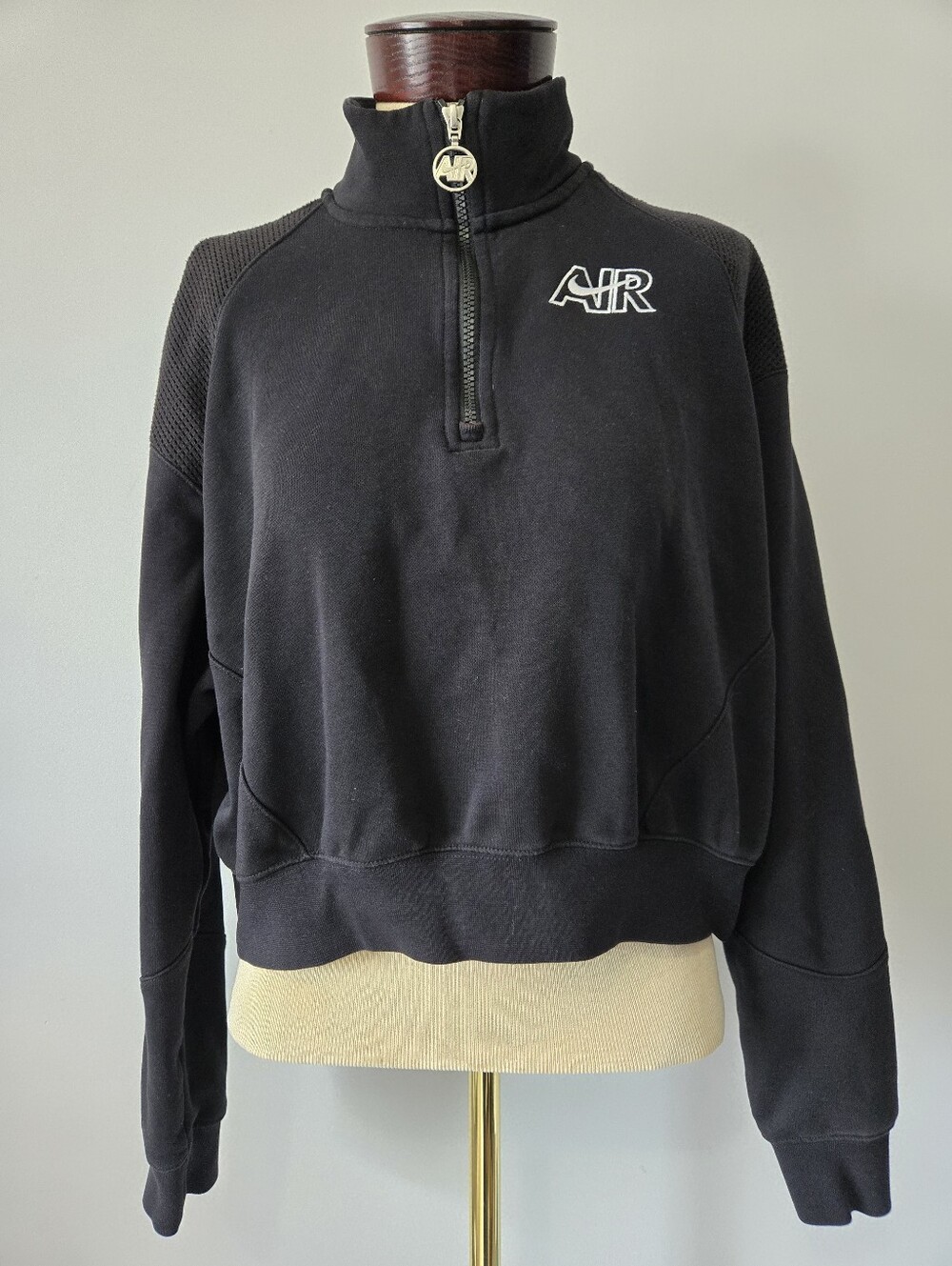Nike Air Black Quarter-Zip Sweatshirt with 'AIR' Chest Logo. Size S